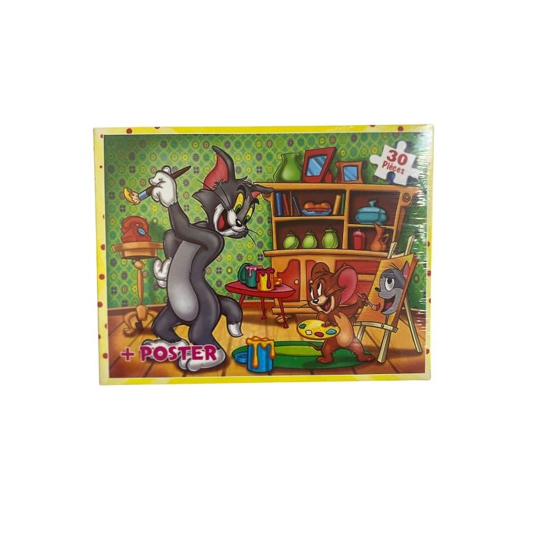 Puzzle Tom And Jerry 30 Pièces En Carton Avec Poster