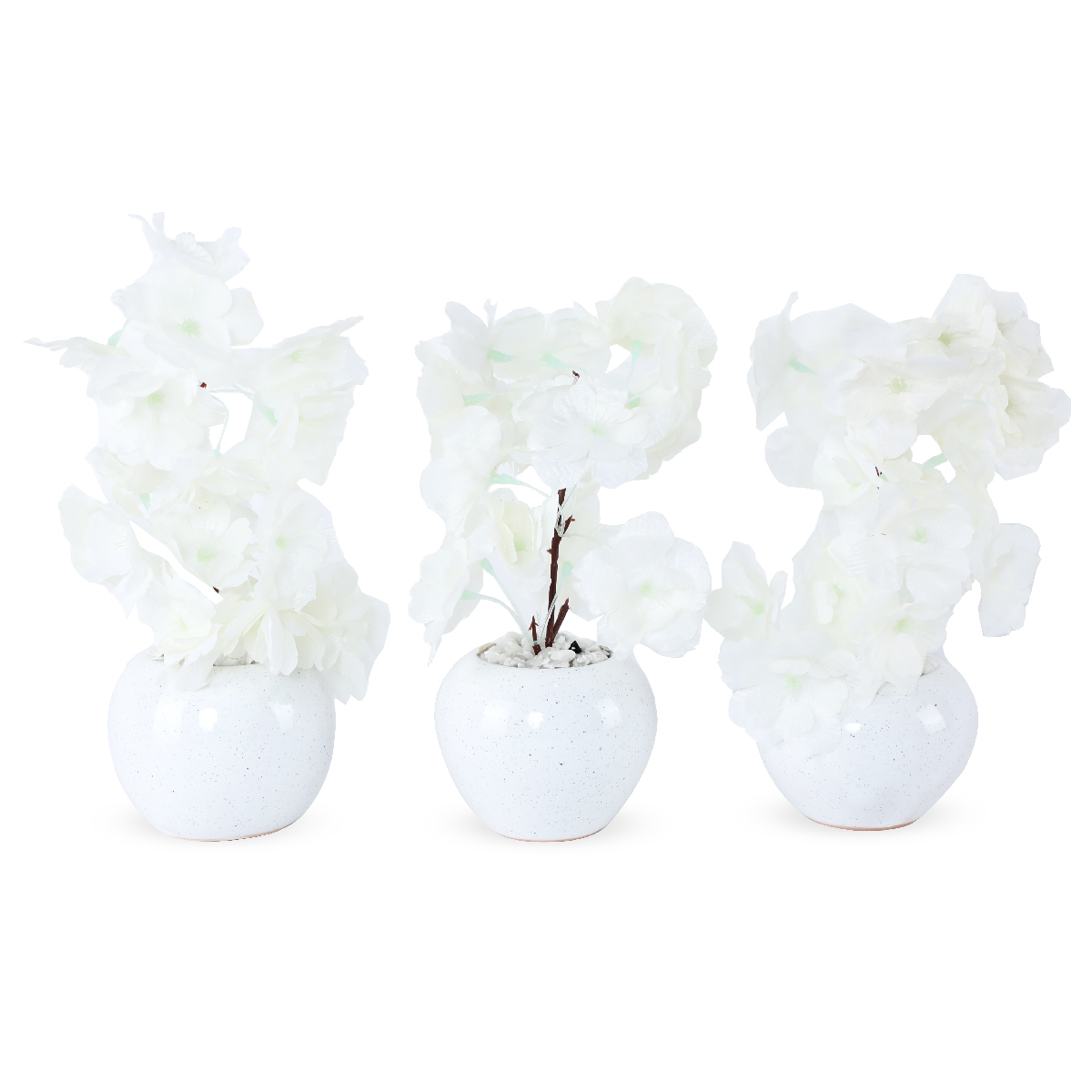 Pot De Violettes Artificielles En Céramique Blanche - 27cm De Haut - NEUF