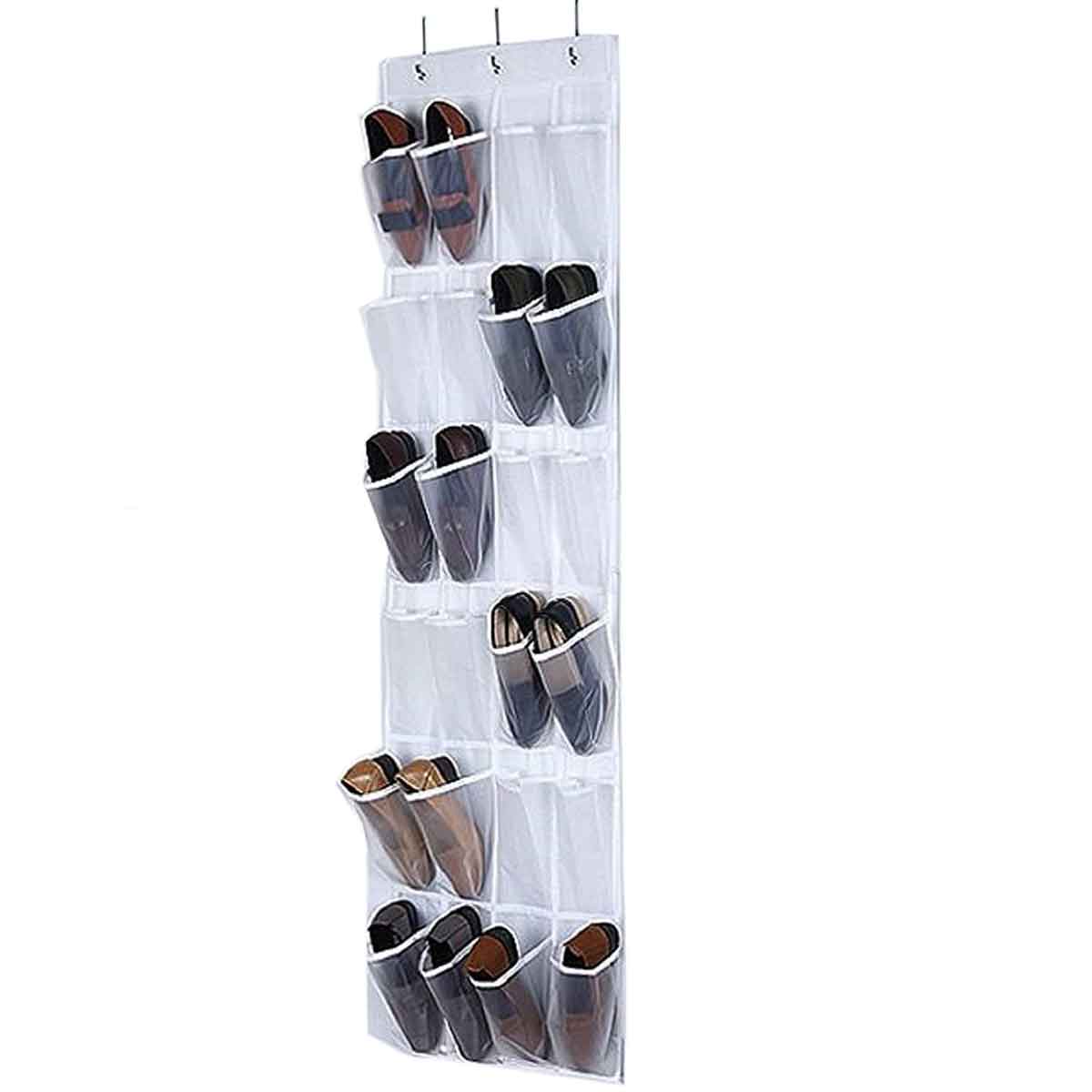 Organiseur Chaussures à Suspendre Alvinlite - 24 Poches Transparentes Pliables Pour Porte Et Placard