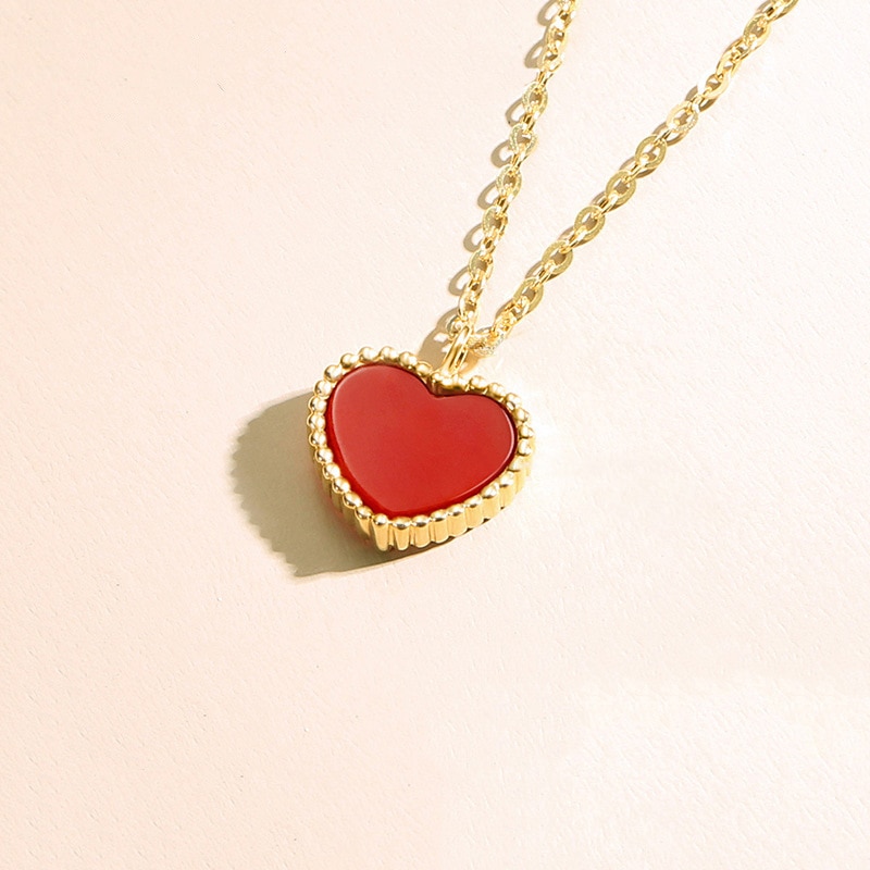 Collier Coeur Rouge Avec Sac Organza - Cadeau D'amour Pour Petite Amie, Femme, Sœur - Neuf Avec étiquettes