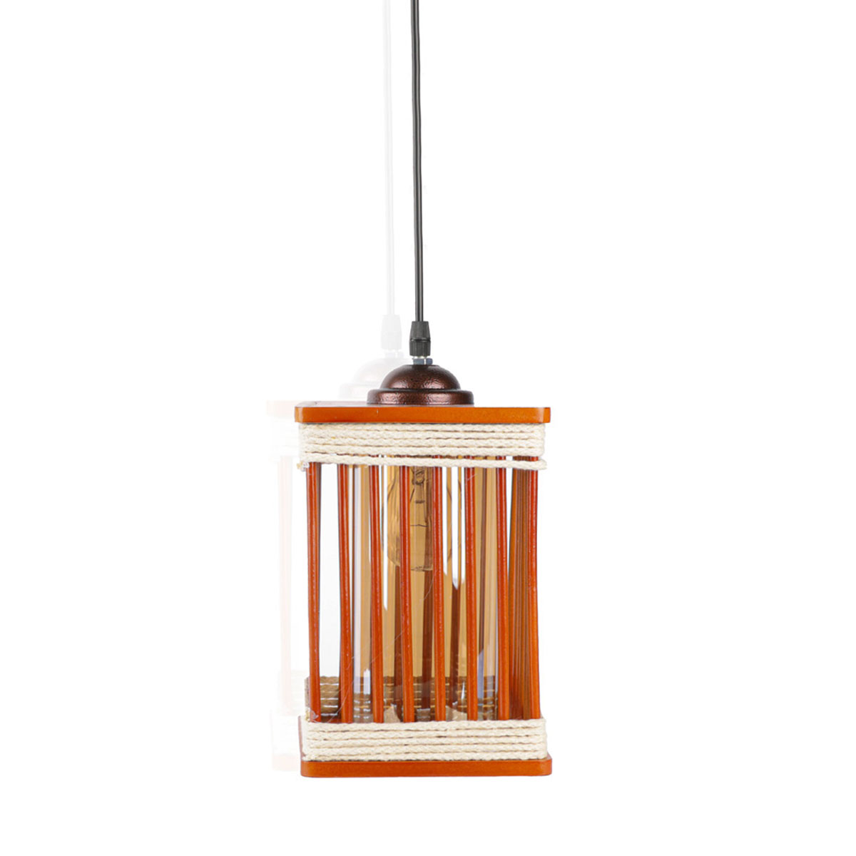 Lustre en bois forme cage rectangulaire pour 39,000 DT
