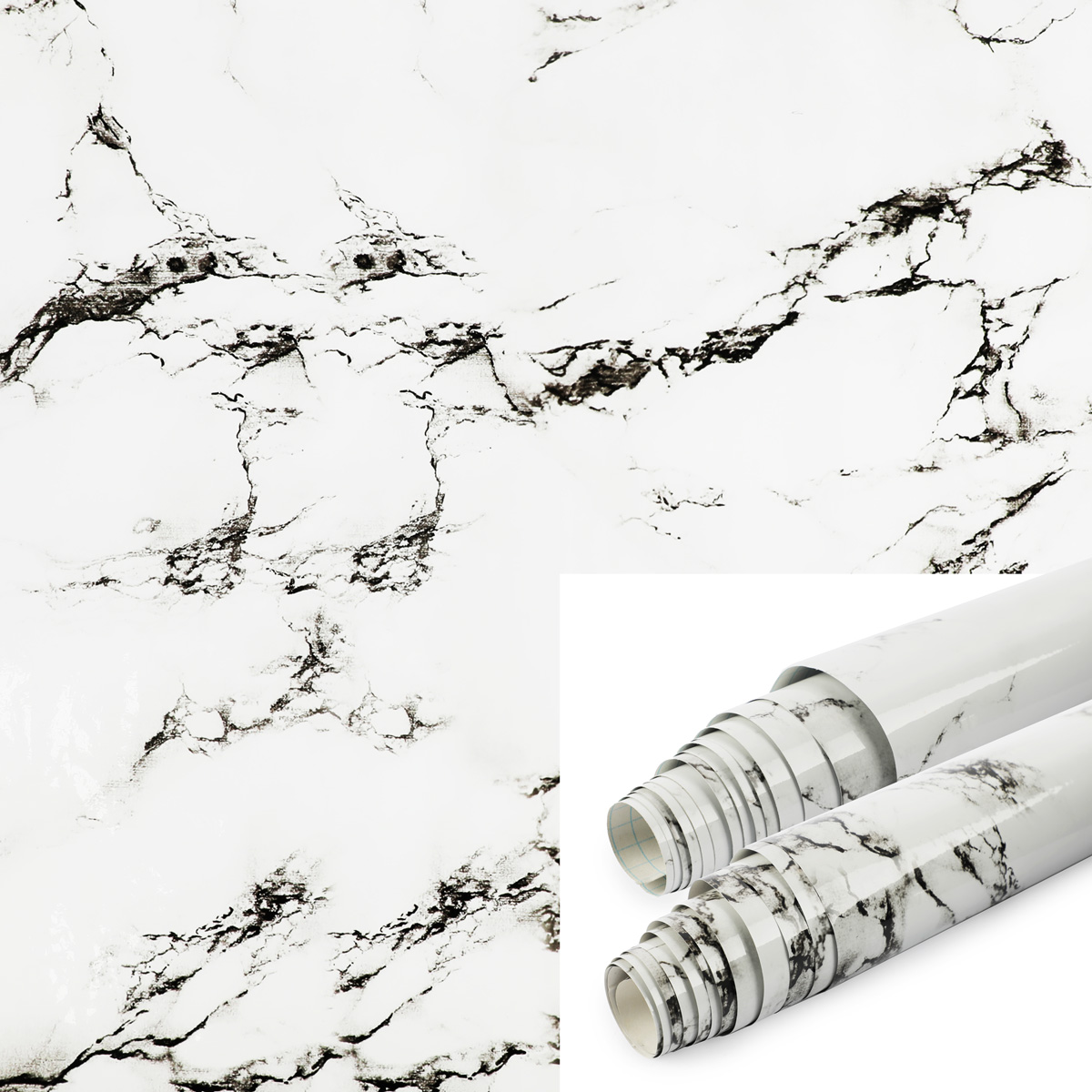 Papier Peint Marbre Rouge et Noir 3D Auto Adhesif