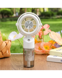 Mini ventilateur brumisateur rafraîchissant, 3 vitesses et rechargeable - Blanc