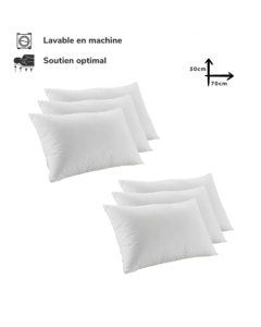 Lot de 6 Oreillers Orthopédiques Lavable 70x50cm