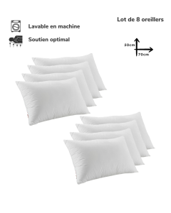 Lot de 8 Oreillers Orthopédiques Lavable 70x50cm