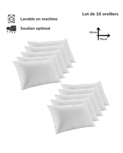 Lot de 10 Oreillers Orthopédiques Lavable 70x50cm