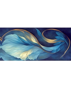Tableau Décoratif Feuille Bleu Doré 170 X 75 Cm 