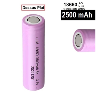Pile Rechargeable 3.7V 18650 ICR 2500mAh Dessus Plat