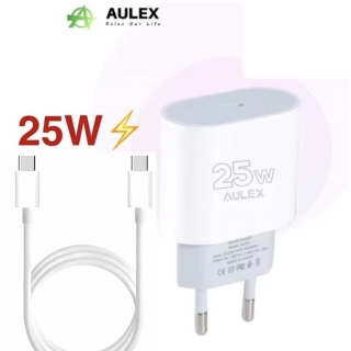 AULEX Chargeur Rapide Type C Vers Type C 25W Avec Câble 1M