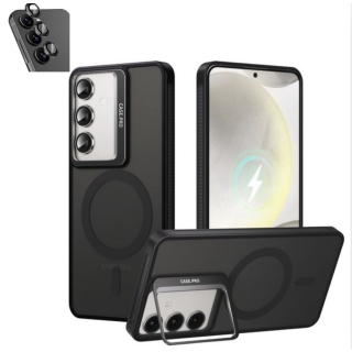 Coque Pour Samsung Galaxy S24 Plus MagSafe Avec Support & 3 Protecteurs Camera