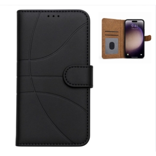 Étui Flip Cover Pour iPhone 15 Portefeuille avec Fermeture Magnétique