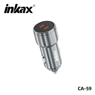 inkax Chargeur de Voiture 60W Total Double Port Type C Métal