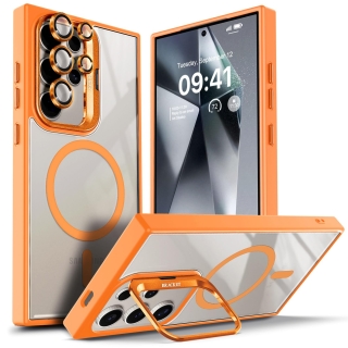 Coque pour Samsung Galaxy S22 Ultra MagSafe Avec Support Bord Orange