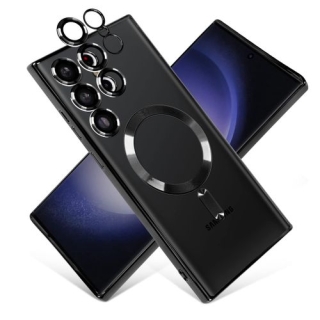 Coque Pour Samsung Galaxy S23 Ultra MagSafe Dos transparent Contour Noir