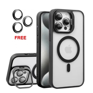 Coque pour iPhone 13 Pro Max MagSafe Avec Support & 3 Protections Camera Counteur Noir