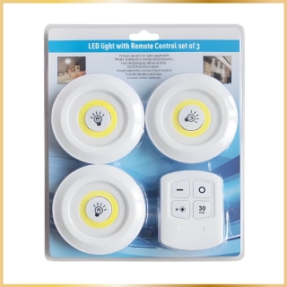 Lot de 3 Spots LED Sans Fil avec Télécommande