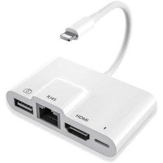 Adaptateur Lightning AV Numérique vers HDMI Rj45 USB et Port de charge