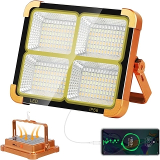 Projecteur Solaire LED 1000W Rechargeable 5 Modes D'éclairage