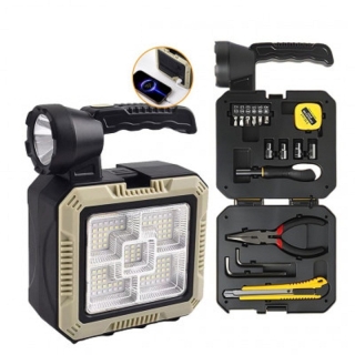 Lampe solaire portable multifonctions avec boîte à outils intégrée