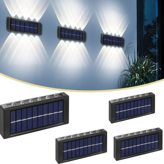 Lot de 4 appliques murales solaires, 12 LED Exterieur Jardin