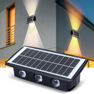 Lampes Solaire Applique Murale Extérieur 6 LED avec 2 Modes Éclairage