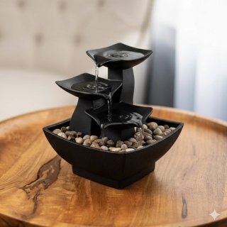 Fontaine d’Intérieur Relaxante avec Lumière LED - Décoration Salon (Noir)