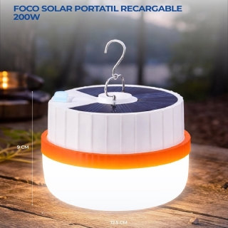 Lampe rechargeable avec panneau solaire 200 W pour l'activité en plein air