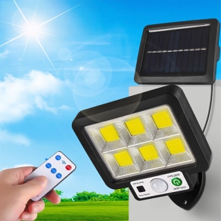 Lampe solaire d'extérieur avec 3 modes, Détecteur de mouvement 6 LED avec télécommande.