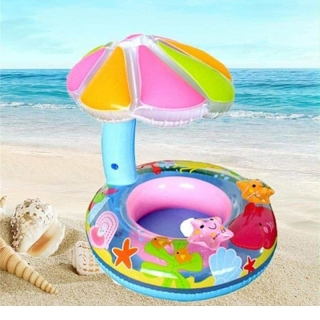 Bouée Gonflable Pour Enfant Avec Pare Soleil Bleu 6 Mois-3 Ans