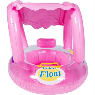 Bouée Gonflable avec Tente Anti Soleil 1 à 2 ans Rose