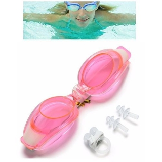 Lunettes De Natation & Bouchon D'oreille & Clip de Nez Rose