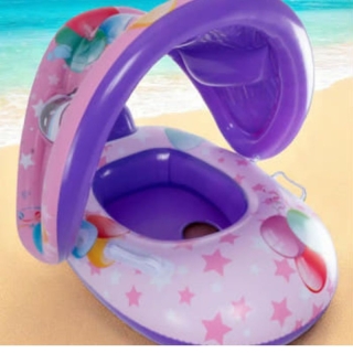 Bouée Bébé de Natation Gonflable avec Parasol Amovible