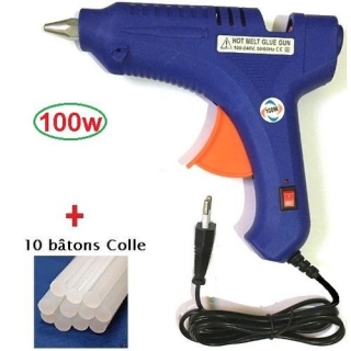 Pistolet à Colle Chaude 100 Watt & 10 Bâtons de Colle