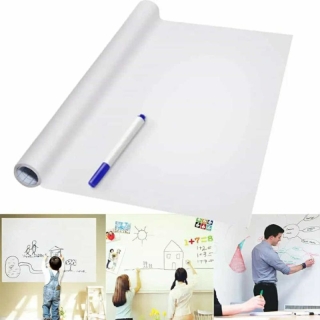 Papier Blanc Adhésif Multifonction pour Tableau - Ardoise Effaçable 45 cm x 200 cm