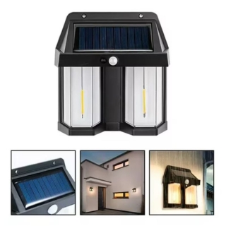 Projecteur solaire mural à 2 ampoules avec détecteur de mouvement