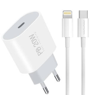 Chargeur WUW T79L PD3.0 20W + Cable Type-C vers Lightning - Blanc