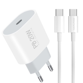 Chargeur WUW T79C PD3.0 20W + Cable Type-C vers Type-C - Blanc