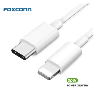 Câble FOXCONN Premium 30W Type-C vers Lightning Blanc