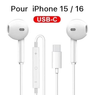Ecouteurs Filaire intra-auriculaire Type-C pour iPhone 15 et 16