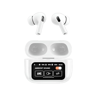 Ecouteur Sans Fil SAIYA T70 PRO ANC & ENC - Boitier Avec Afficheur et Commande Tactil - Blanc