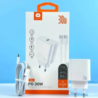 Chargeur Mural T84 Ultra Rapide Type-C PD30W Adaptateur + Cable 1M