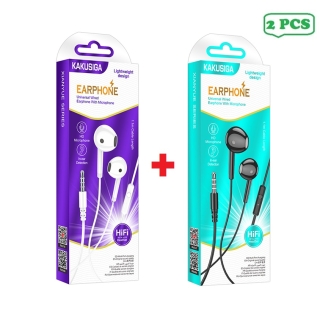 Pack 2 Pièces Ecouteurs Filaire KAKU 1301 3.5mm avec Micro intégré noir et blanc