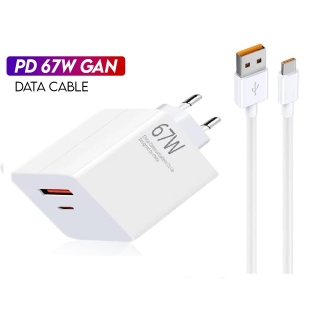 Chargeur Rapide PD67W GAN avec 2 Ports + Cable Data USB-A