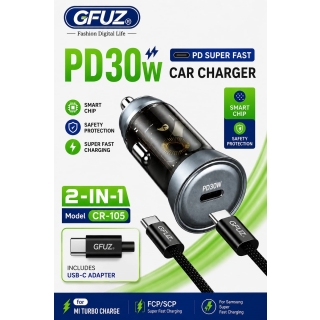 Allume Cigare + Cable Tressé Super Rapide PD30W GFUZ CR-105