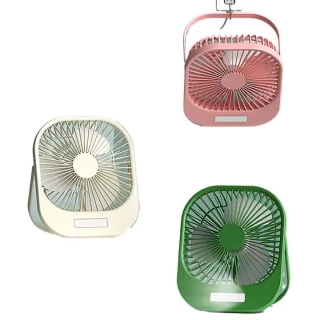 Ventilateur de Bureau Rechargeable à 3 Vitesses avec Veilleuse