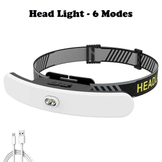 Lampe Frontale LED à 6 Modes Rechargeable Avec Bandeau Réglable