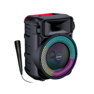 Haut Parleur Bluetooth 10W Lumière LED Colorée Avec Microphone Karaoké Filaire