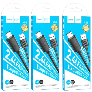 3 Câbles USB vers Micro-USB 2.4 A HOCO - Charge Rapide & Transfert des Données - 1m