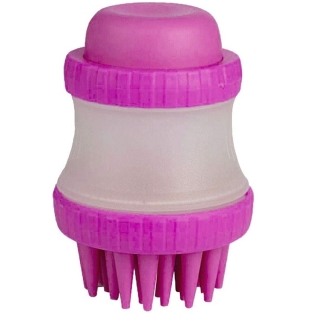 Brosse en silicone pour chiens avec distributeur de savon