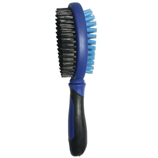 Brosse double face avec poils naturels d'un côté et silicone de l'autre pour animaux